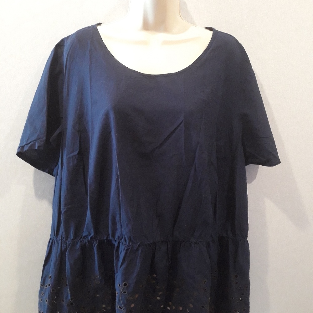 Lane Bryant Navy Blue Blouse Sz 26 -A